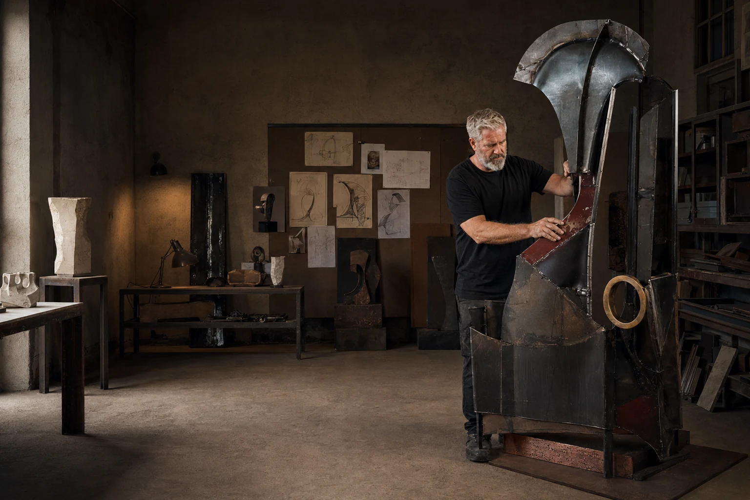 Skulpturen im Atelier — Material bekommt Charakter
